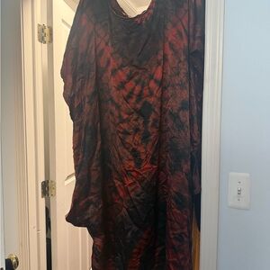 Elegant Red and Deep purple  Tie-Dye Women's Kaftan